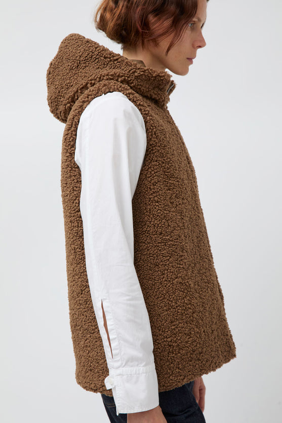 Pret Pour Partir Reversible Gilet in Brown Faux Fur and Bronze