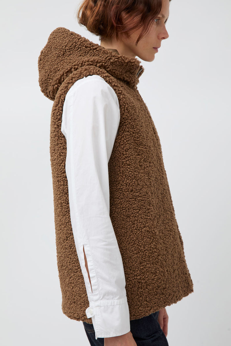 Pret Pour Partir Reversible Gilet in Brown Faux Fur and Bronze