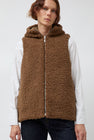 Pret Pour Partir Reversible Gilet in Brown Faux Fur and Bronze