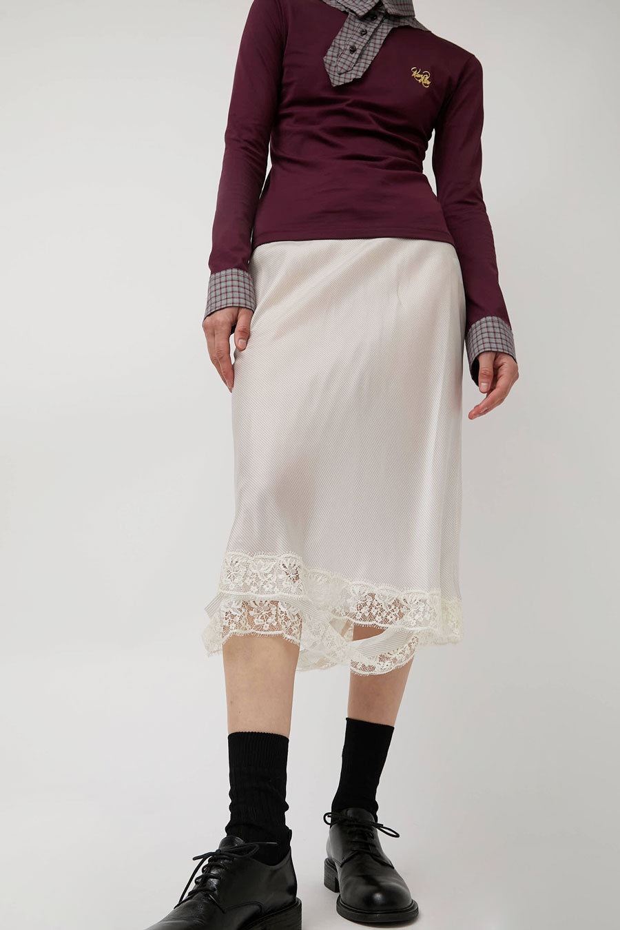 Rave Review Laila Deconstructed Skirt in White Stripe