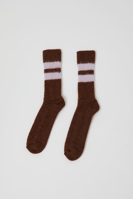 Rue Blanche Chausse Mohair Socks in Marron