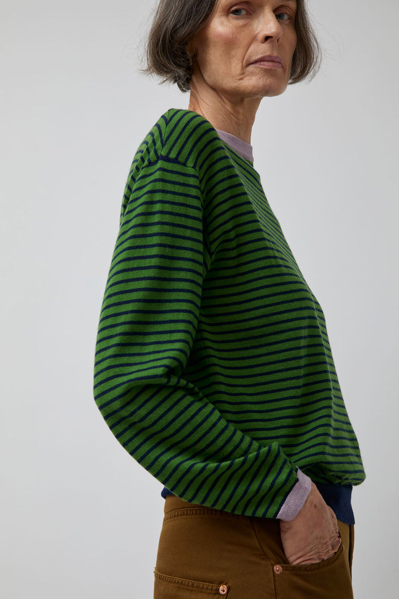 Rue Blanche Merino Stripe Sweater in Gazon/Marine/Mauve