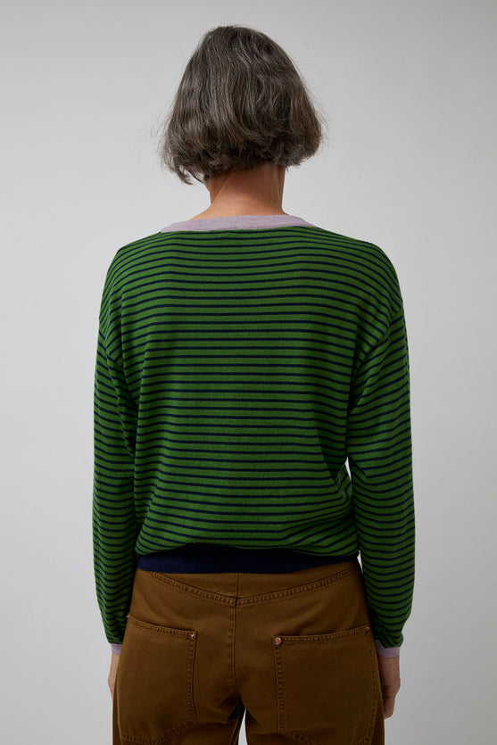 Rue Blanche Merino Stripe Sweater in Gazon/Marine/Mauve