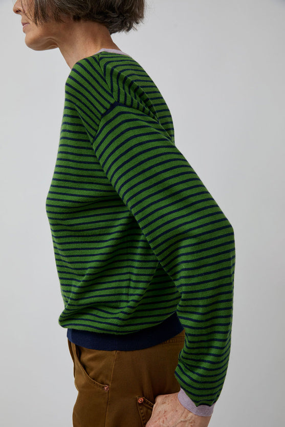 Rue Blanche Merino Stripe Sweater in Gazon/Marine/Mauve