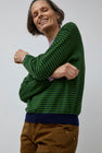 Rue Blanche Merino Stripe Sweater in Gazon/Marine/Mauve