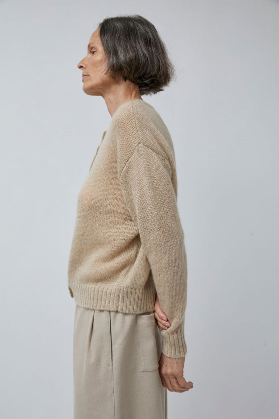 Rue Blanche Mowool Cardi in Avoine