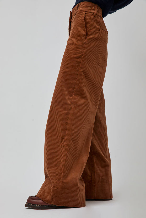 Rue De Tokyo Philly Trousers In Golden Brown Corduroy