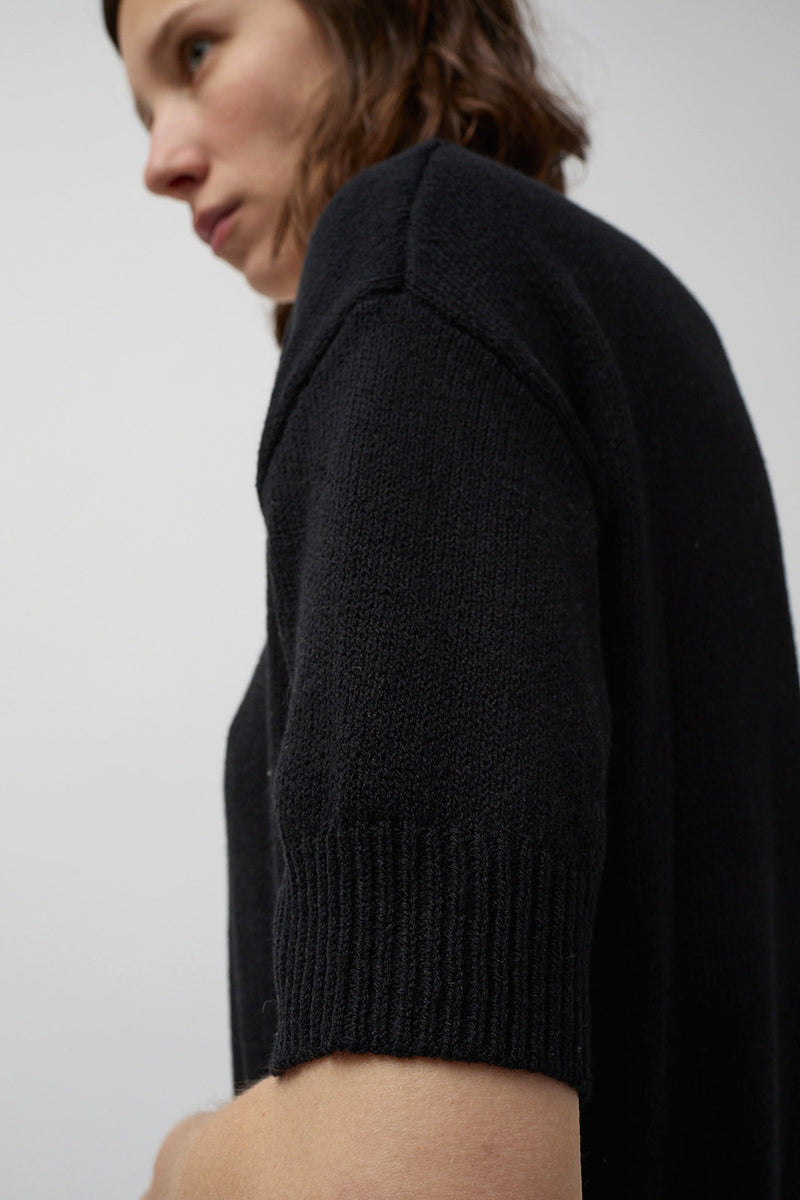 Rue Blanche Ecochain Short Sleeve Sweater in Black