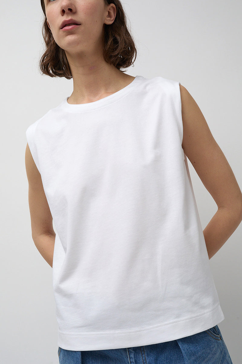 Rue Blanche Net Sleeveless T-Shirt in White