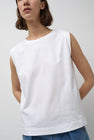 Rue Blanche Net Sleeveless T-Shirt in White