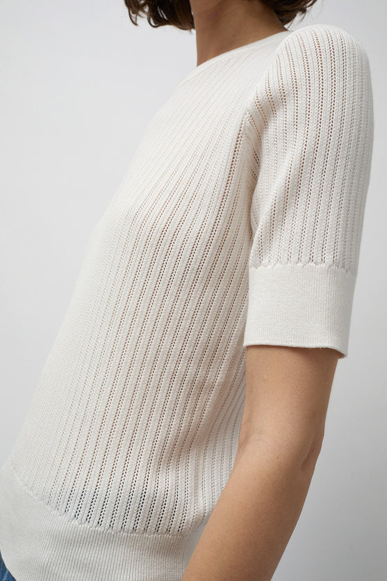 Rue Blanche Pointelle Top in Off White