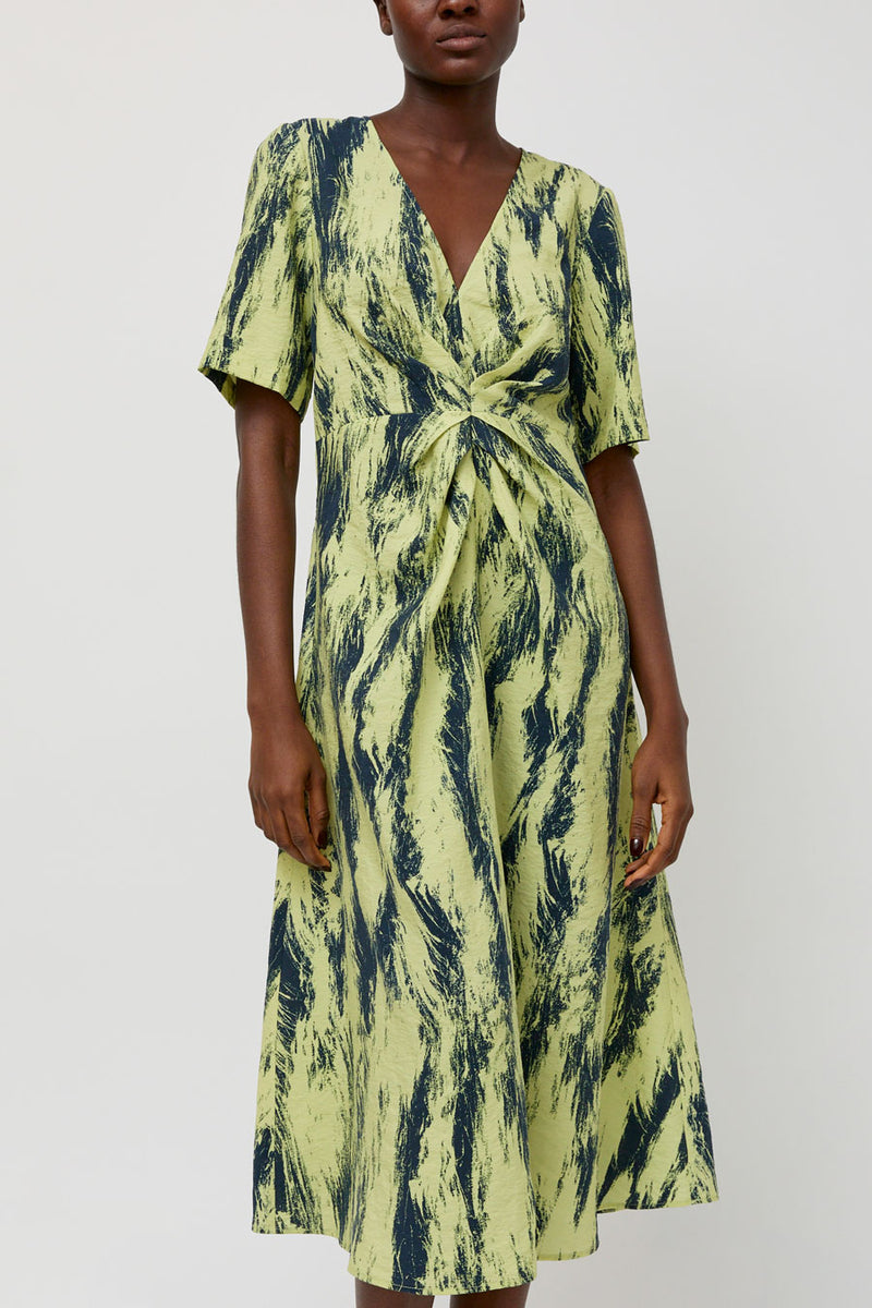 No.6 Rory Dress in Lemon and Navy Brushstroke