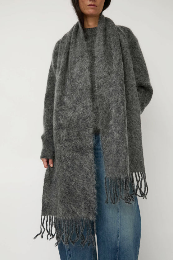 Sayaka Davis Brushed Mohair Scarf in Charcoal
