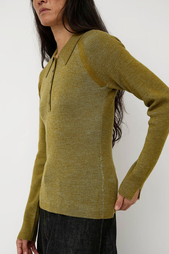 Sayaka Davis Combo Ribbed Polo in Pickle and Sky Blue