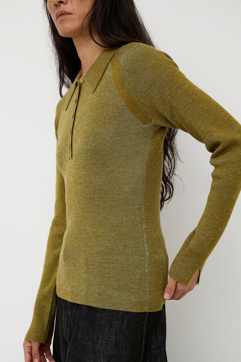 Sayaka Davis Combo Ribbed Polo in Pickle and Sky Blue