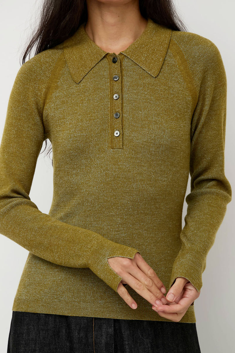 Sayaka Davis Combo Ribbed Polo in Pickle and Sky Blue