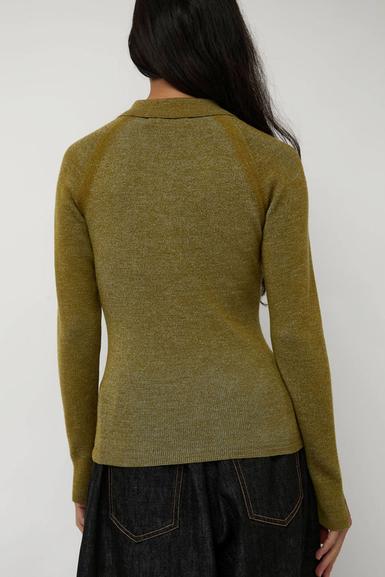 Sayaka Davis Combo Ribbed Polo in Pickle and Sky Blue