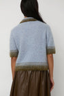 Sayaka Davis Compact Knit Polo in Baby Blue and Green