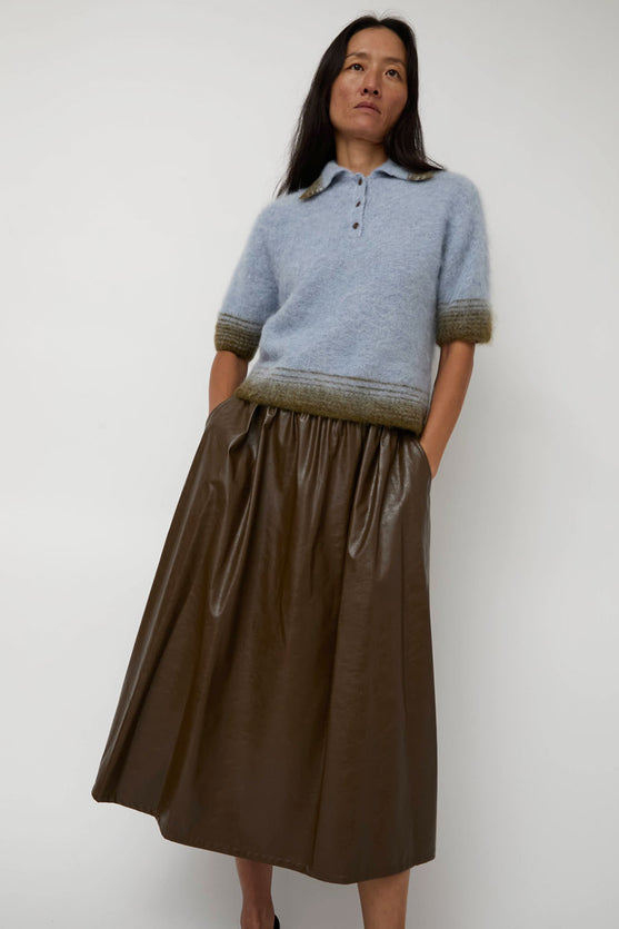 Sayaka Davis Compact Knit Polo in Baby Blue and Green