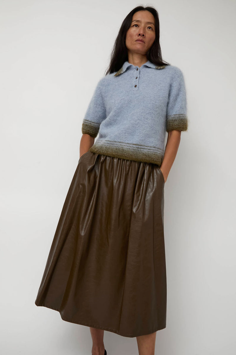 Sayaka Davis Compact Knit Polo in Baby Blue and Green