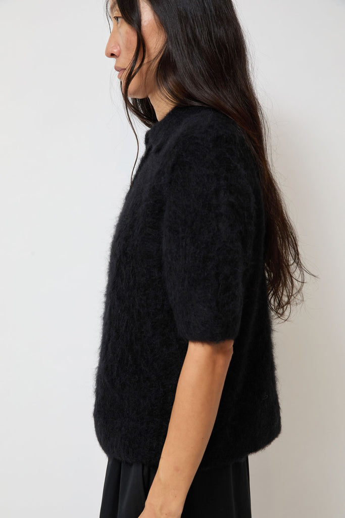 Sayaka Davis Compact Knit Polo in Black – No.6 Store