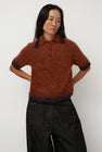 Sayaka Davis Compact Knit Polo in Brick and Navy