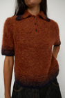 Sayaka Davis Compact Knit Polo in Brick and Navy