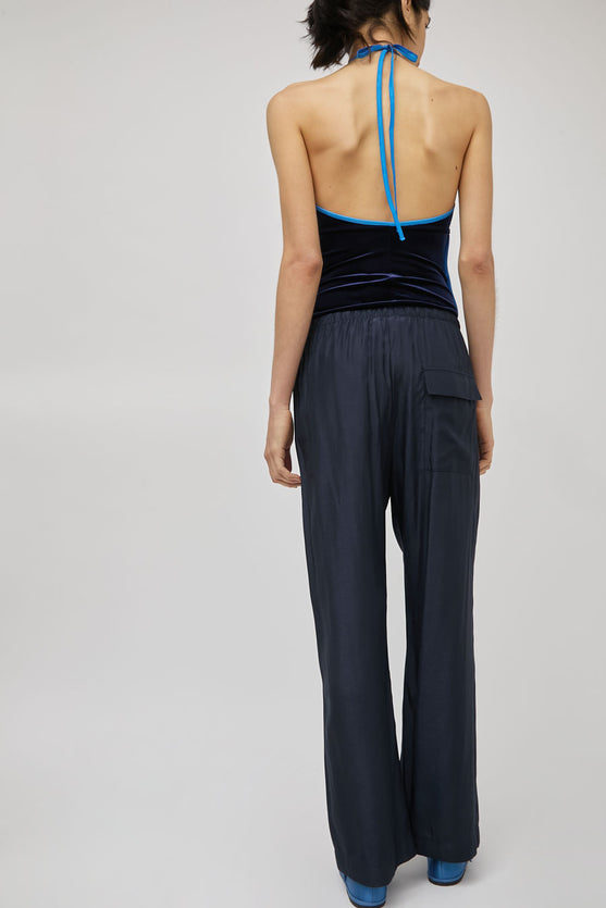 Simone Wild Belle Sport Bodysuit in Navy Velvet and Blue Ribbon