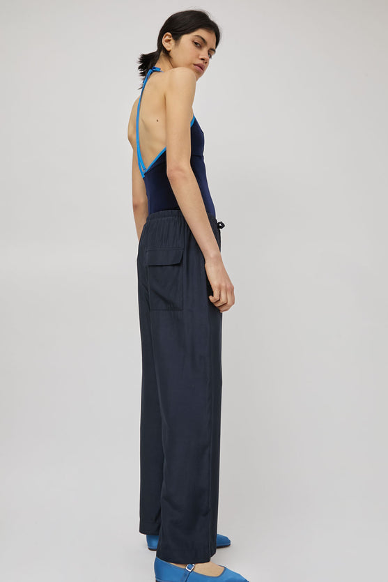 Simone Wild Belle Sport Bodysuit in Navy Velvet and Blue Ribbon