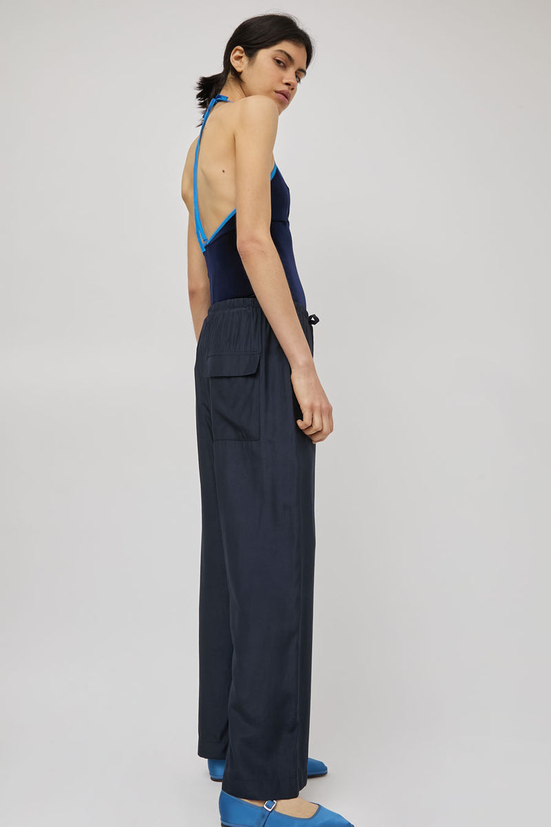 Simone Wild Belle Sport Bodysuit in Navy Velvet and Blue Ribbon