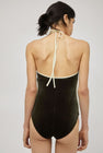 Simone Wild Belle Sport Bodysuit in Olive Velvet and Lemon Ribbon