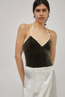 Simone Wild Belle Sport Bodysuit in Olive Velvet and Lemon Ribbon