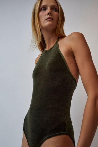 Simone Wild Body Darling in Olive Green Velvet