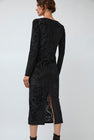 Simone Wild Rose Devore Long Sleeve Dress in Black