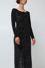 Simone Wild Rose Devore Long Sleeve Dress in Black