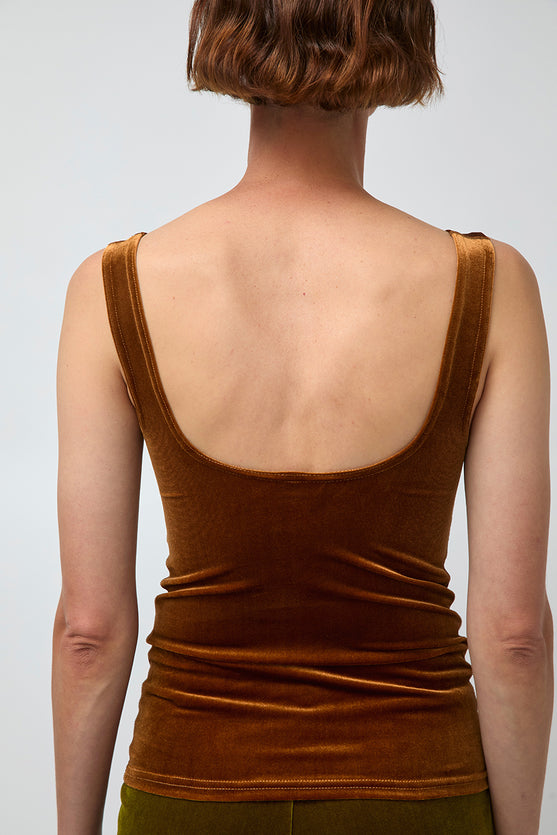 Simone Wild Velvet Singlet in Gold