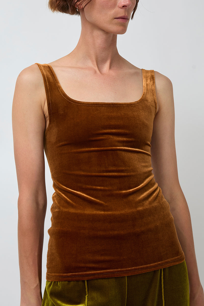 Simone Wild Velvet Singlet in Gold