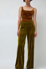 Simone Wild Velvet Topstitched Pants in Pear
