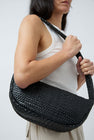 St. Agni Lattice Weave Crescent Bag in Black