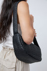 St. Agni Lattice Weave Crescent Bag in Black