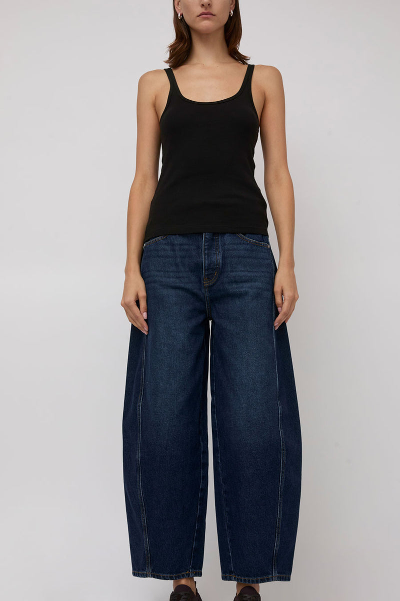 St. Agni Mid Rise Ballon Jeans in Dark Indigo