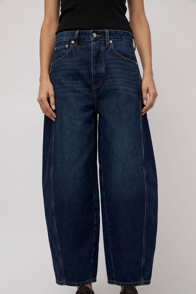St. Agni Mid Rise Ballon Jeans in Dark Indigo