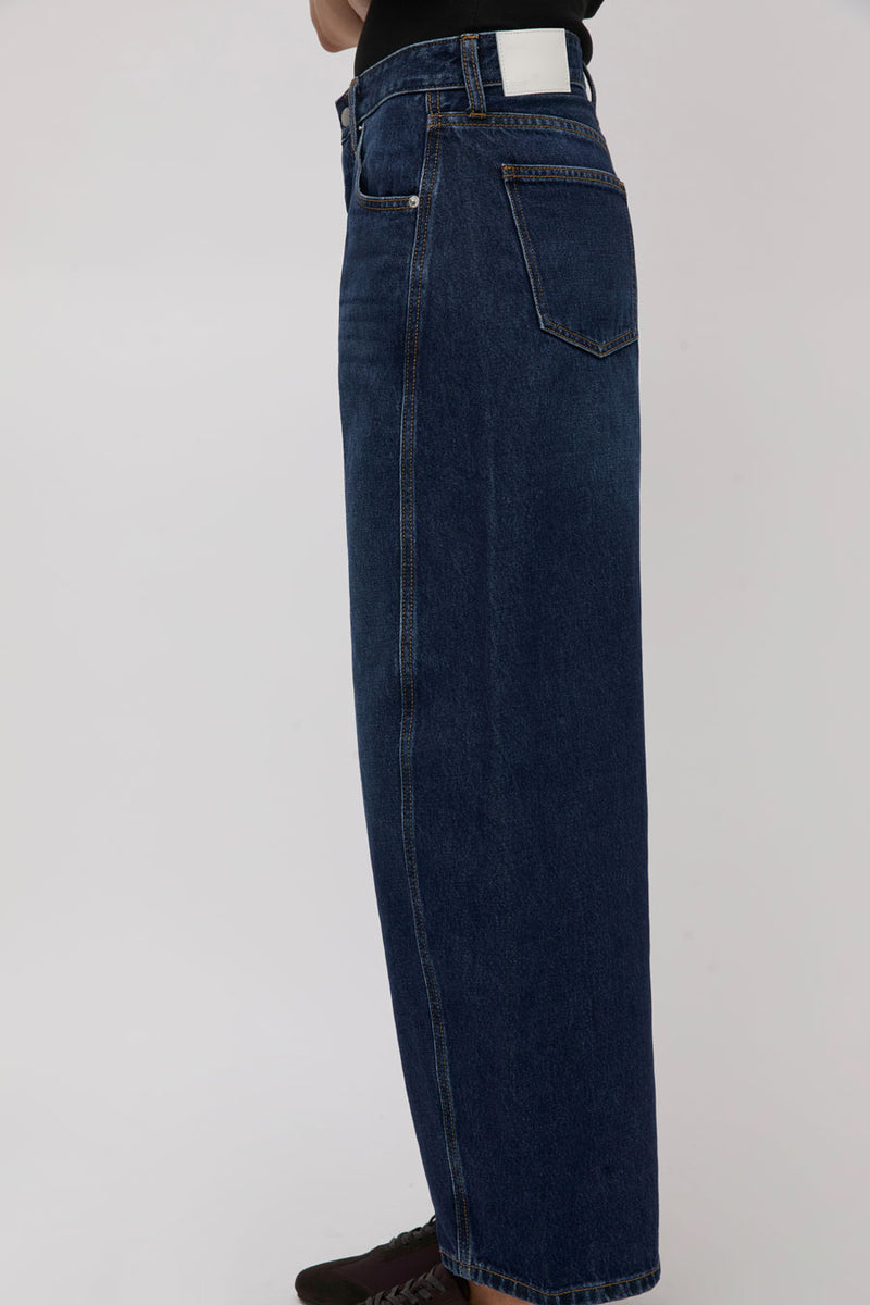 St. Agni Mid Rise Ballon Jeans in Dark Indigo