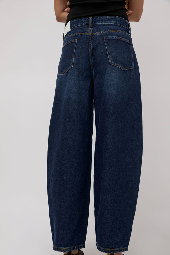 St. Agni Mid Rise Ballon Jeans in Dark Indigo