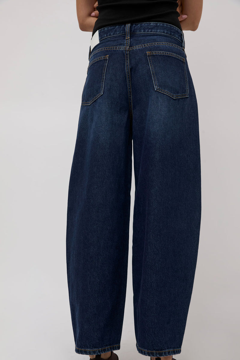 St. Agni Mid Rise Ballon Jeans in Dark Indigo