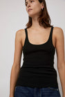 St. Agni Orgainc Cotton Slim Scoop Tank in Jet Black