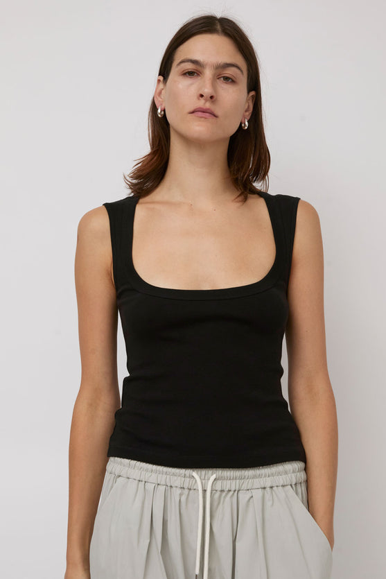 St. Agni Organic Cotton Ballerina Top in Jet Black