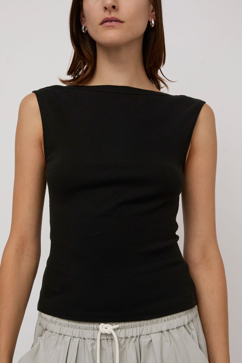 St. Agni Organic Cotton Ballerina Top in Jet Black