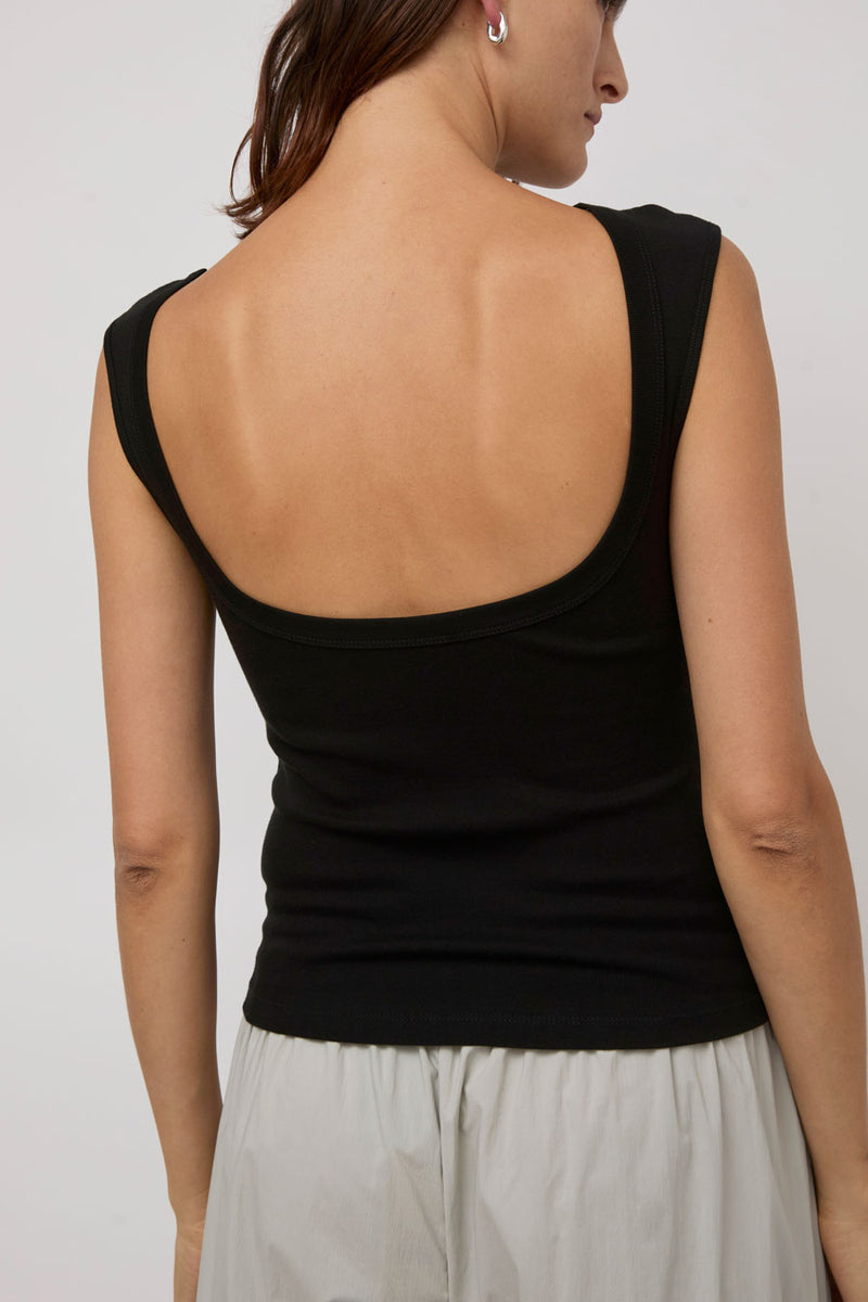 St. Agni Organic Cotton Ballerina Top in Jet Black