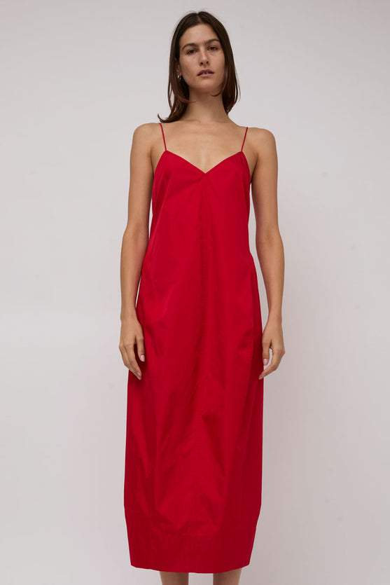 St. Agni Paper Taffeta Cocoon Dress in Red